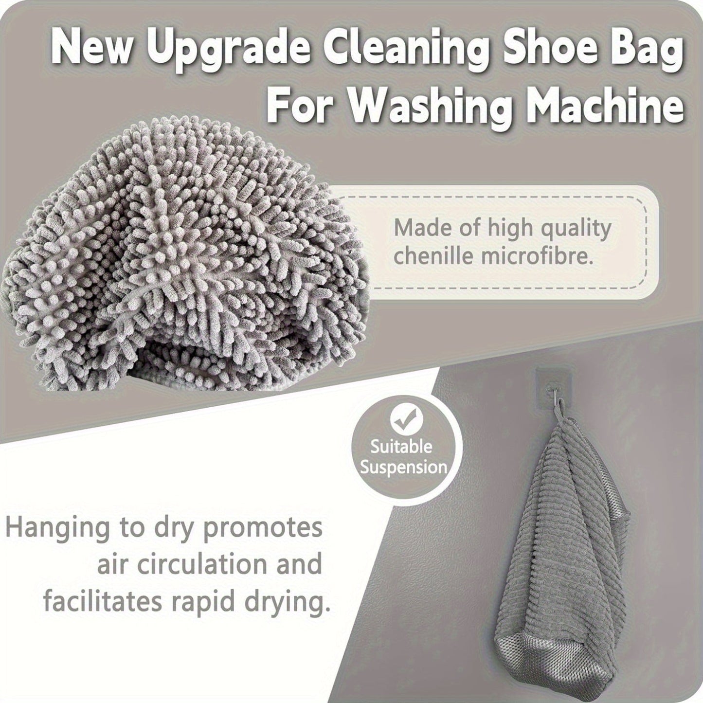 Machine-Washable Chenille Fiber Shoe Laundry Bag – Gentle, Reusable, Eco-Friendly