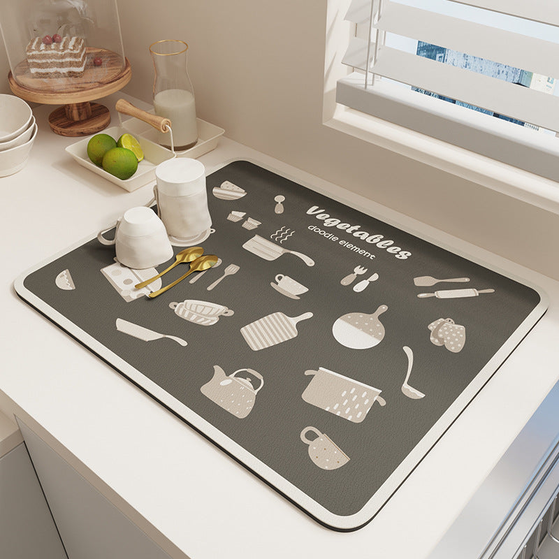 Silica Mud Kitchen Drain Mat for Efficient Water Absorption and Quick Drying