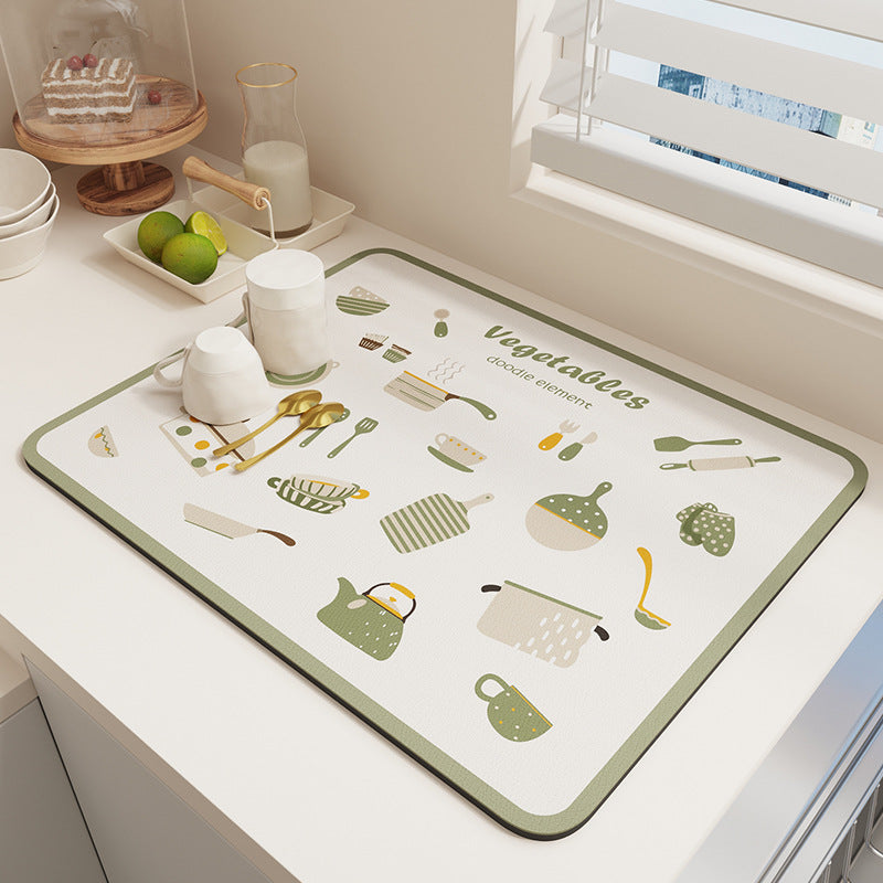 Silica Mud Kitchen Drain Mat for Efficient Water Absorption and Quick Drying