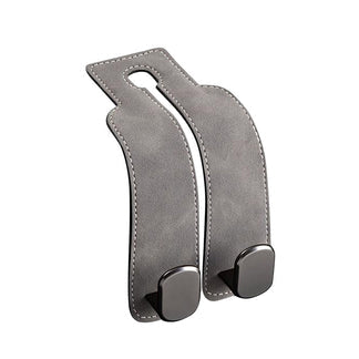 Car Seat Back Storage Hook - Real Leather with Dual Metal Hooks