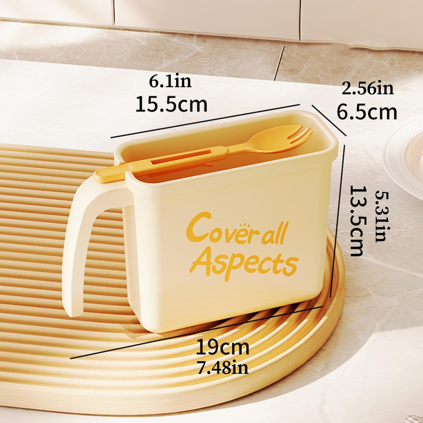 Large Capacity No-Wash Instant Noodle Bowl – Folding Fork Included