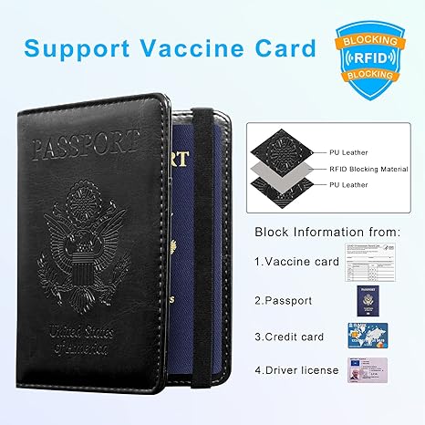RFID Blocking Passport Holder with Card & Pen Slots – Travel Wallet for Men & Women