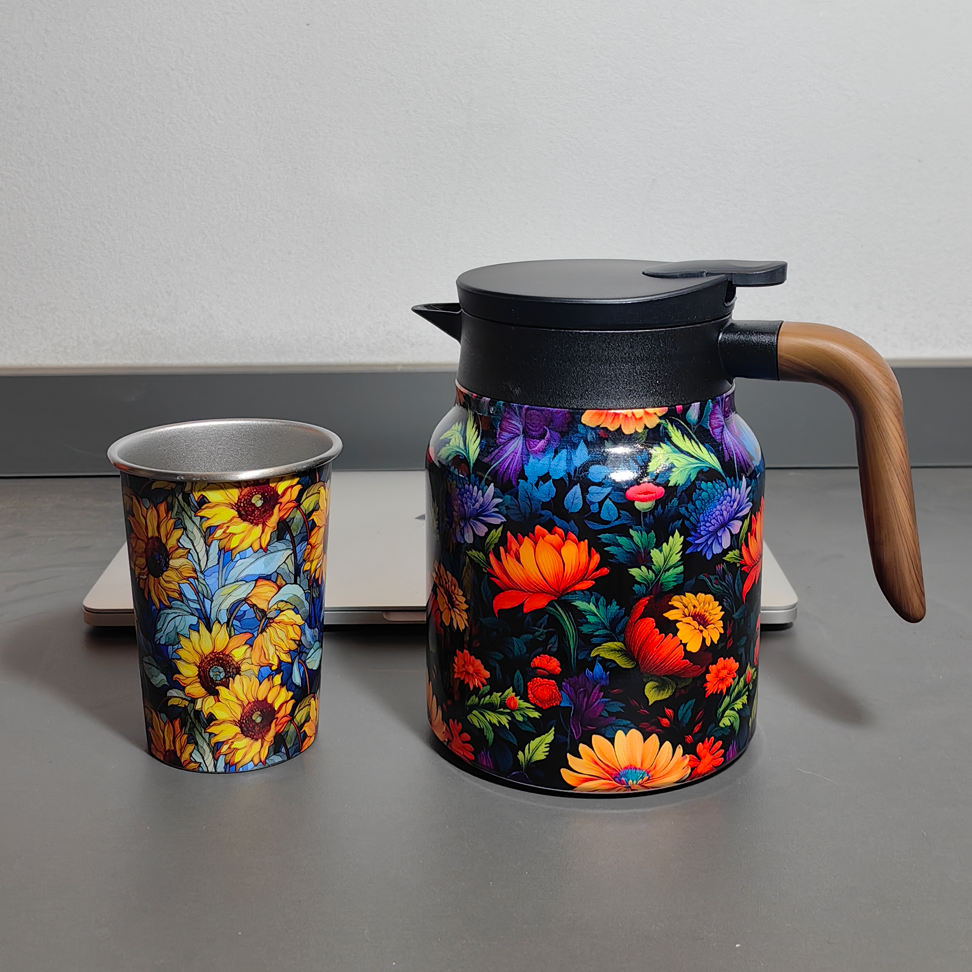 FloralVibe-Retro Floral Stainless Steel Water Cup: Safe & Durable Material