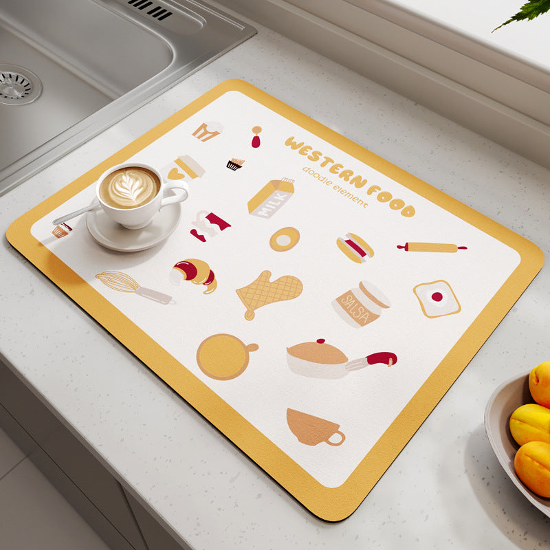 Silica Mud Kitchen Drain Mat for Efficient Water Absorption and Quick Drying