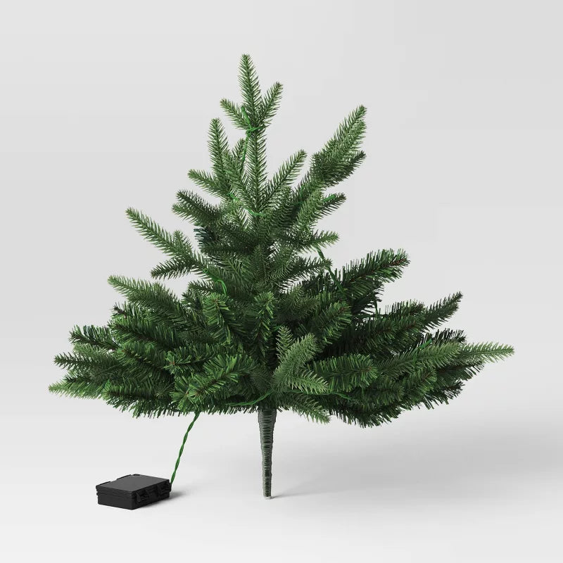 Pre-lit LED Battery Operated Mixed Pine Mini Christmas Artificial Pot Filler Warm White Lights