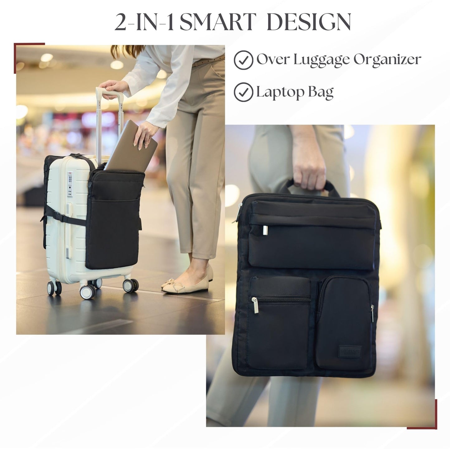 Luggage Handle Hanging Bag for Suitcases– Travel & Business Luggage Organizer