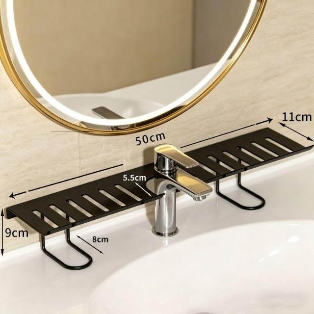 No-Drill Sink Organizer Rack – Freestanding Carbon Steel Faucet Storage Shelf