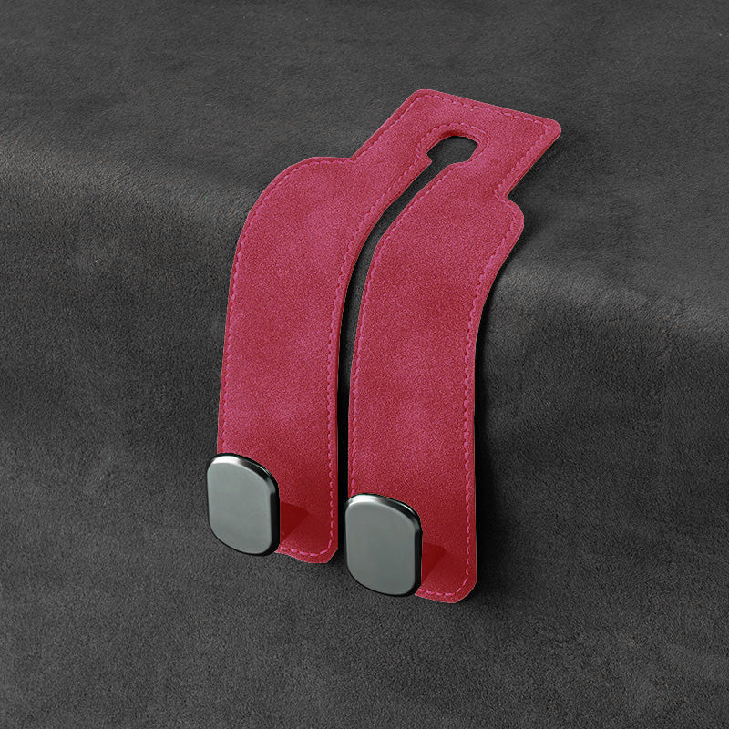 Versiones negro puro, rojo y tostado - Gancho de almacenamiento para el respaldo del asiento del automóvil - Soporte de gancho doble para un almacenamiento conveniente