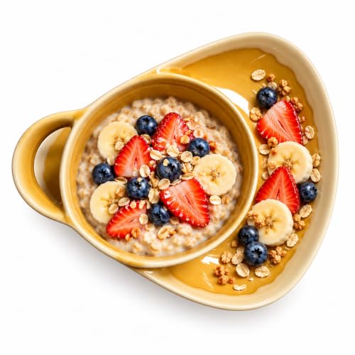 Soup & Sandwich Bowl with Handle – Divided Ceramic Bowl for Soup, Bread & Sides