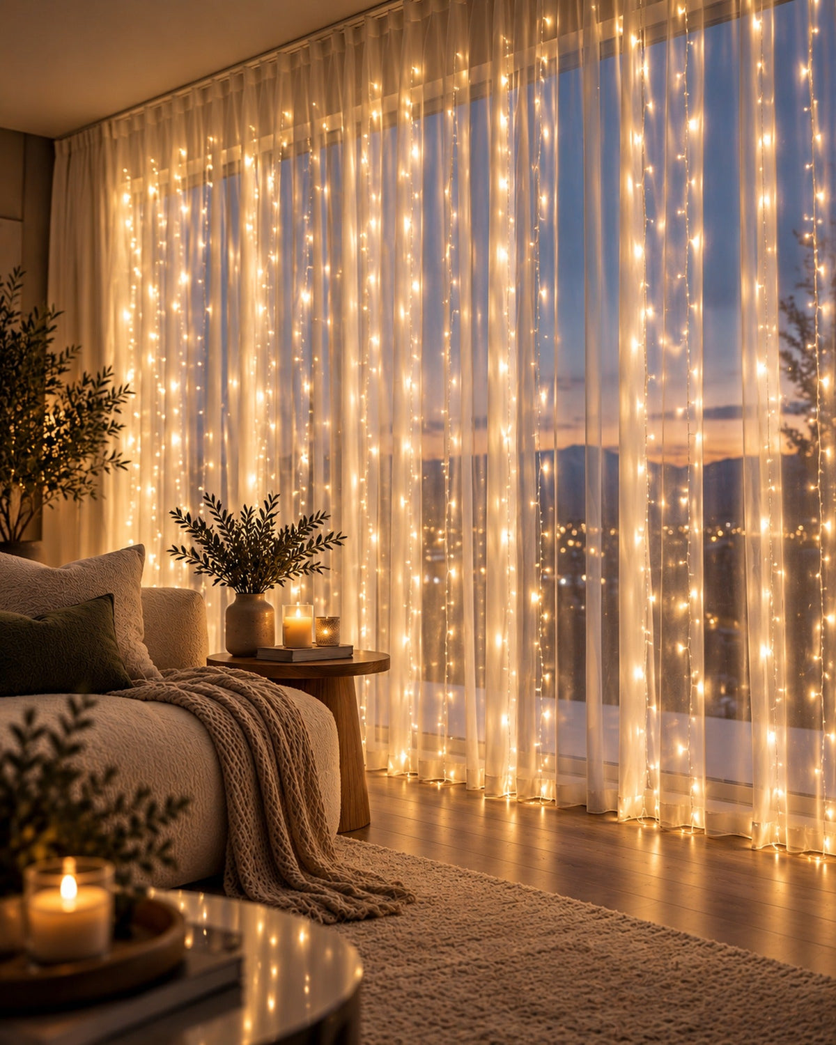 Cascade Fairy Curtain Lights – Decorative LED String Lights for Cozy Home Decor