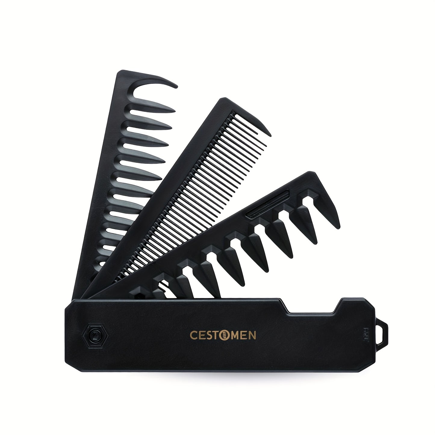 3-in-1 Folding Comb for Men'S Beard Styling, Oil Head Styling, Smooth Hair Straightening