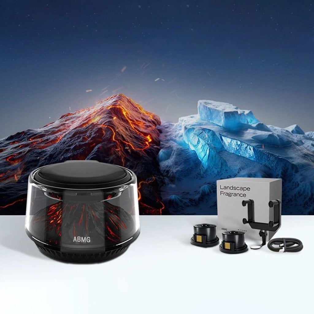 Volcano & Glacier Car Air Freshener – Solar-Powered Fragrance Diffuser