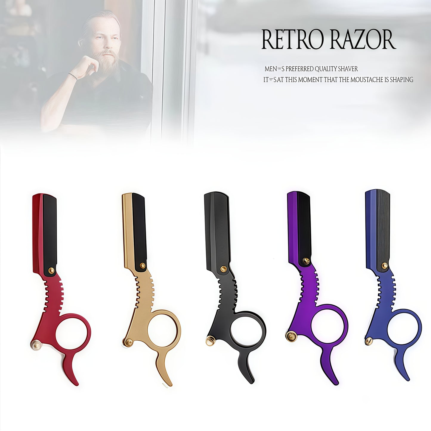 Classic Vintage Look for Barber Razor Manual Shaving, Haircutting, Beard Shaping, and Eyebrow Trimming