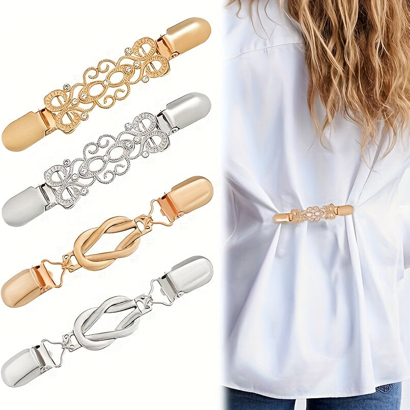 4PCS Vintage Waist Cincher Clips – Adjustable Zinc Alloy Dress & Sweater Clips