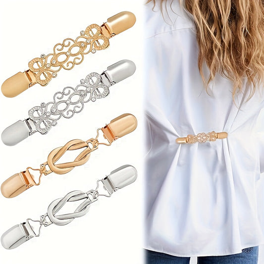 4PCS Vintage Waist Cincher Clips – Adjustable Zinc Alloy Dress & Sweater Clips