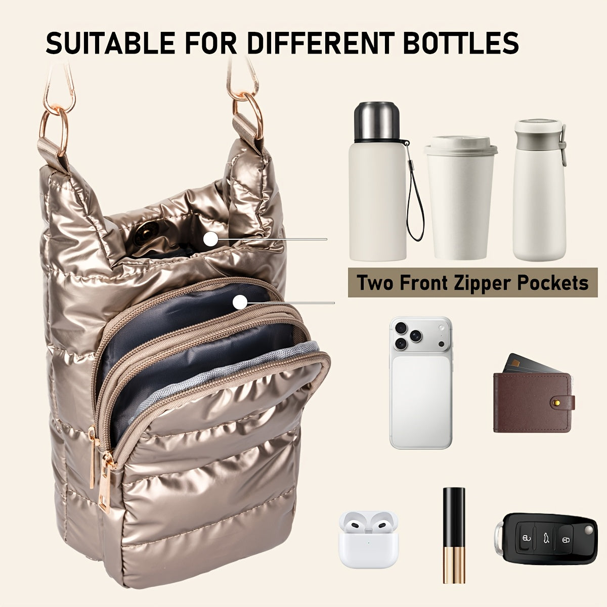 Stylish Insulated Water Bottle Crossbody Bag