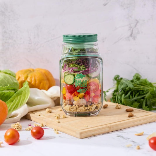 Salad Pod – Leakproof Mason Jar Style Salad Container with Side Hatch Bowl Design