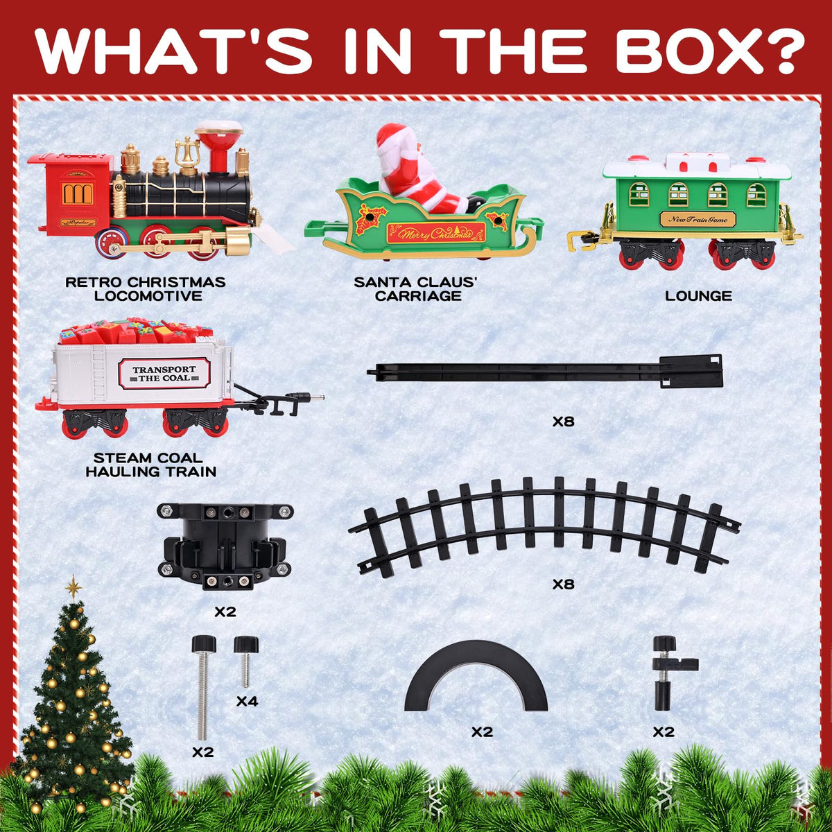 Christmas Train Set Around the Tree – Electric Holiday Train with Lights, Sound & Smoke Effects