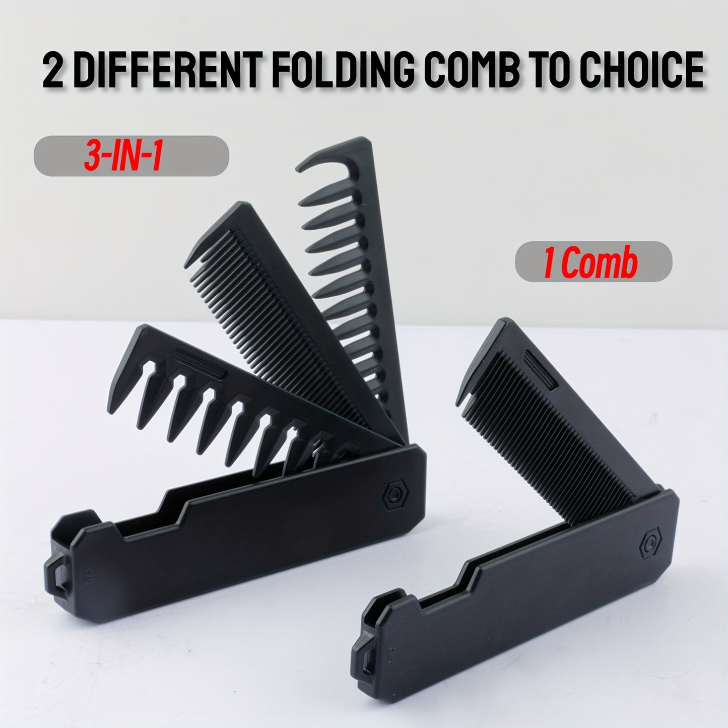 3-in-1 Folding Comb for Men'S Beard Styling, Oil Head Styling, Smooth Hair Straightening