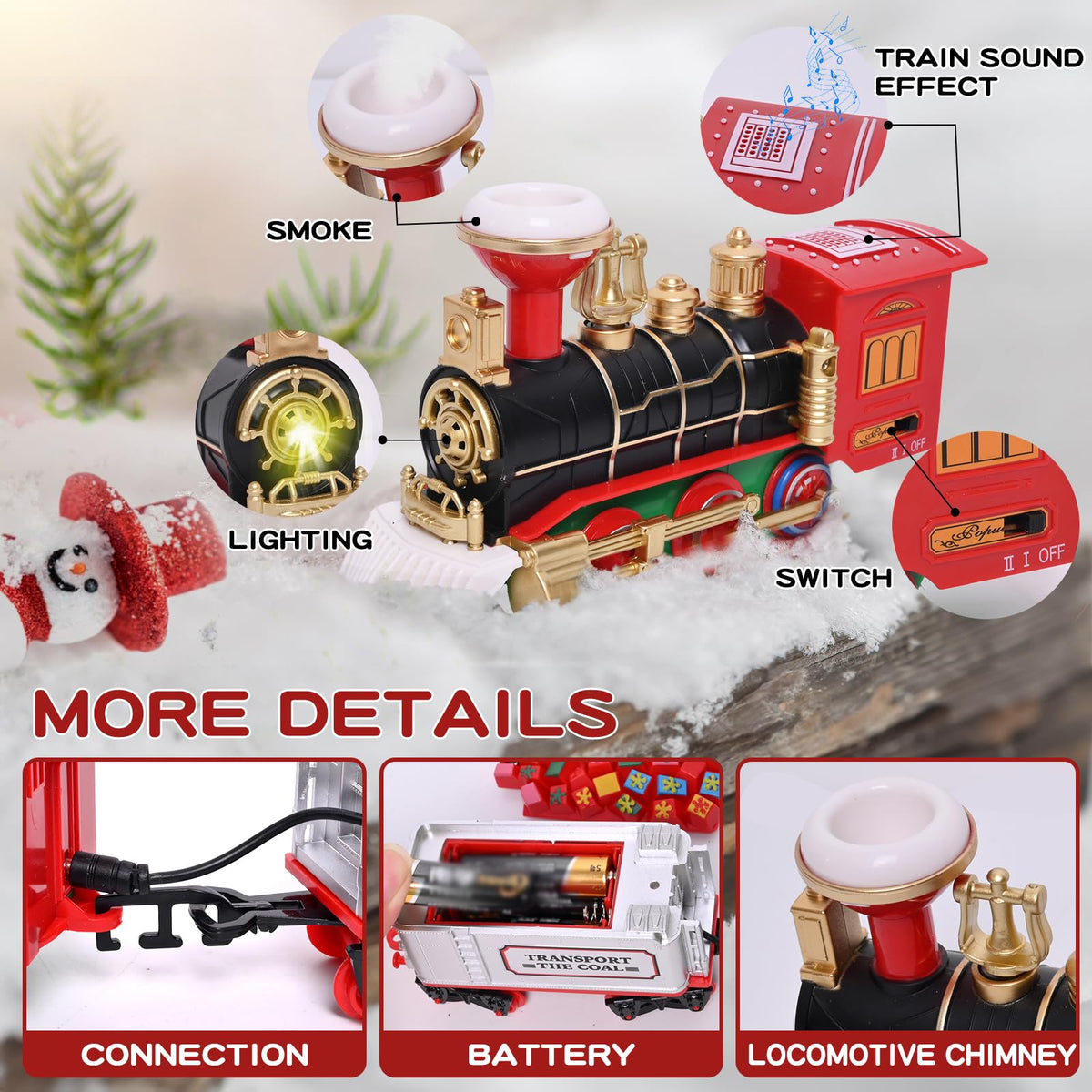 Christmas Train Set Around the Tree – Electric Holiday Train with Lights, Sound & Smoke Effects