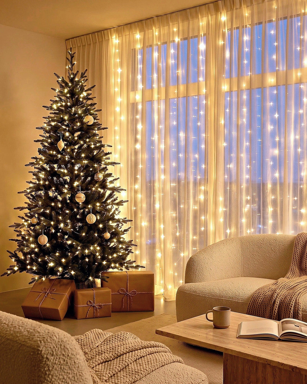 Cascade Fairy Curtain Lights – Decorative LED String Lights for Cozy Home Decor