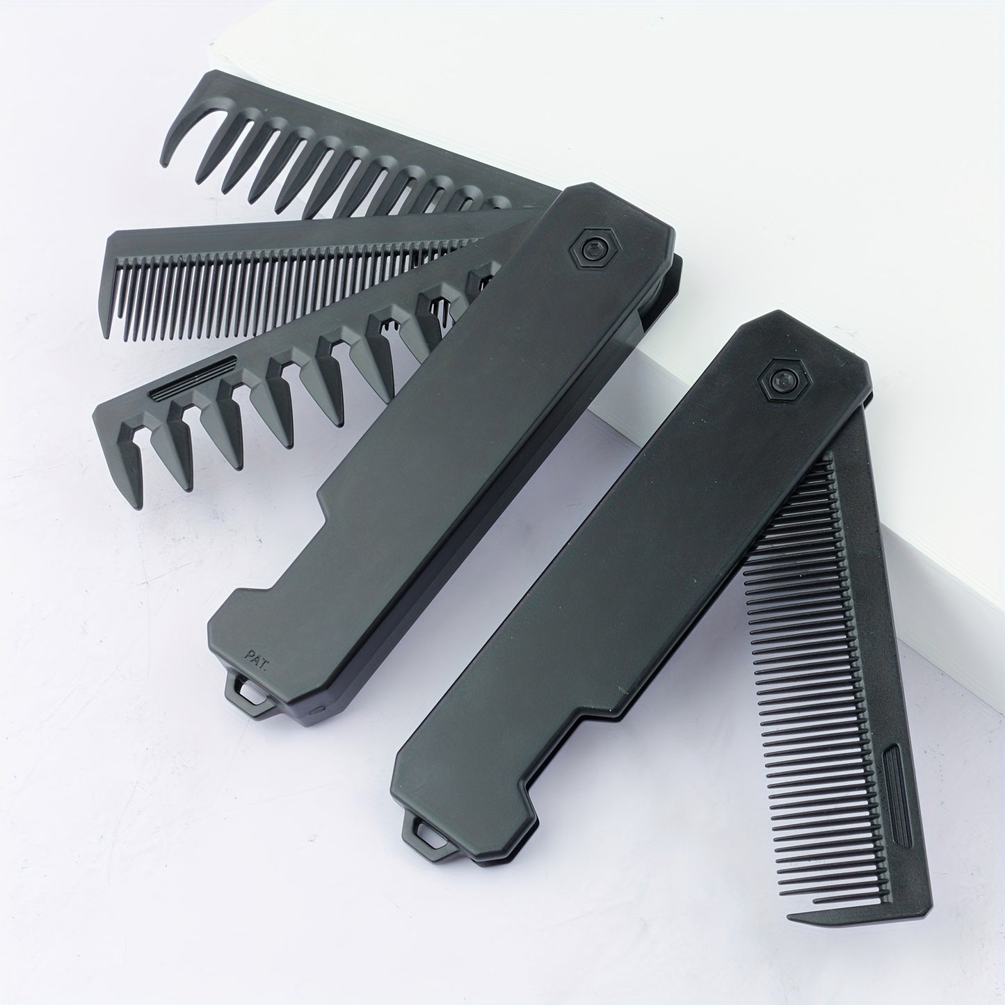 3-in-1 Folding Comb for Men'S Beard Styling, Oil Head Styling, Smooth Hair Straightening