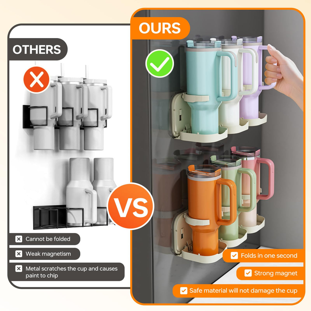 Magnetic Water Bottle Holder for Fridge – Foldable Tumbler Organizer