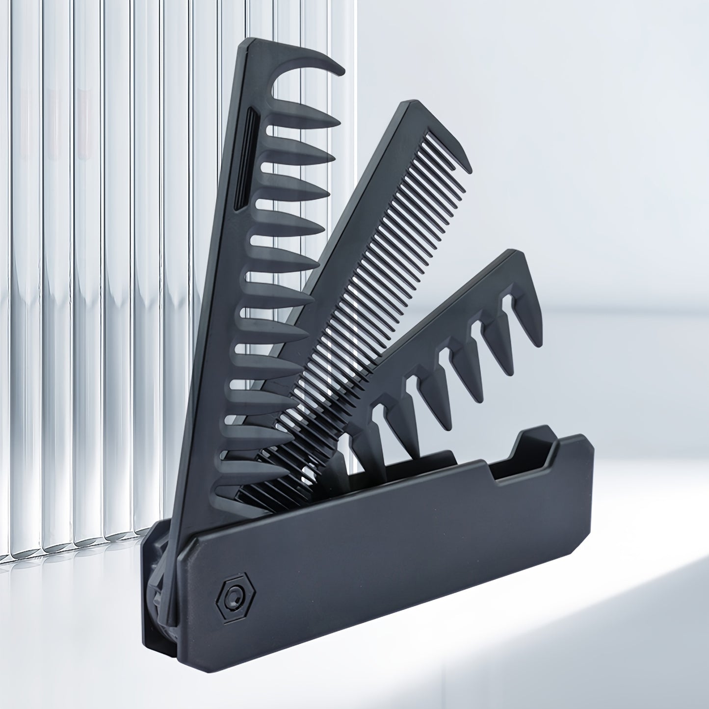 3-in-1 Folding Comb for Men'S Beard Styling, Oil Head Styling, Smooth Hair Straightening