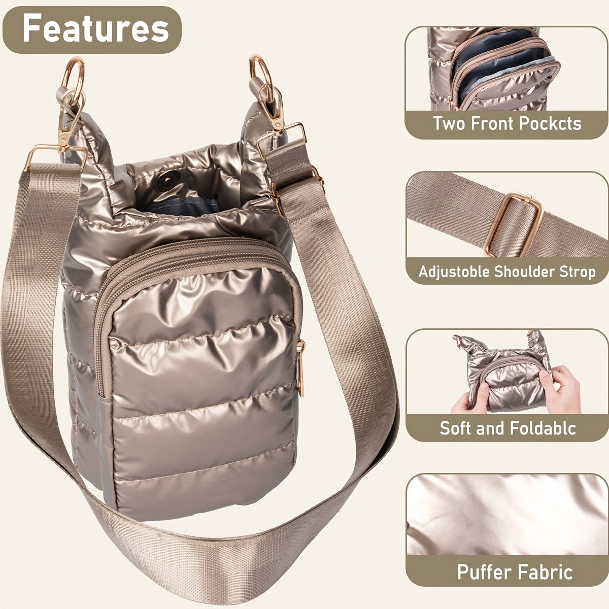 Stylish Insulated Water Bottle Crossbody Bag