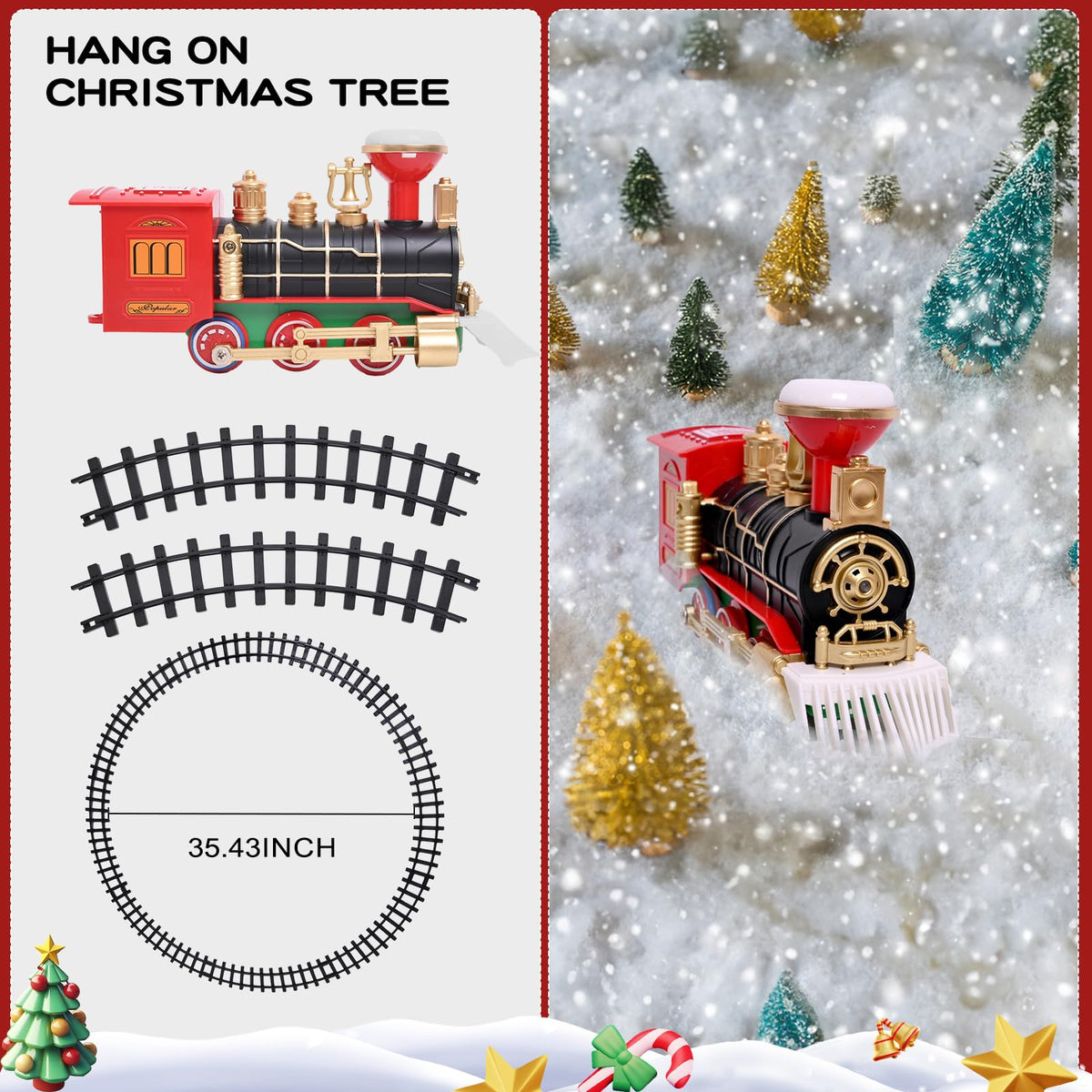 Christmas Train Set Around the Tree – Electric Holiday Train with Lights, Sound & Smoke Effects