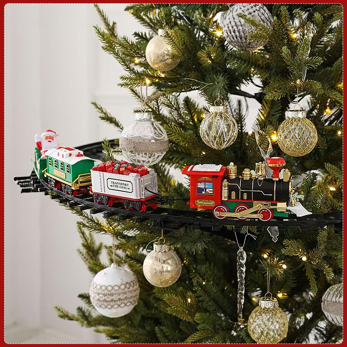 Christmas Train Set Around the Tree – Electric Holiday Train with Lights, Sound & Smoke Effects