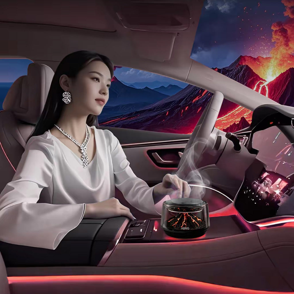 Volcano & Glacier Car Air Freshener – Solar-Powered Fragrance Diffuser
