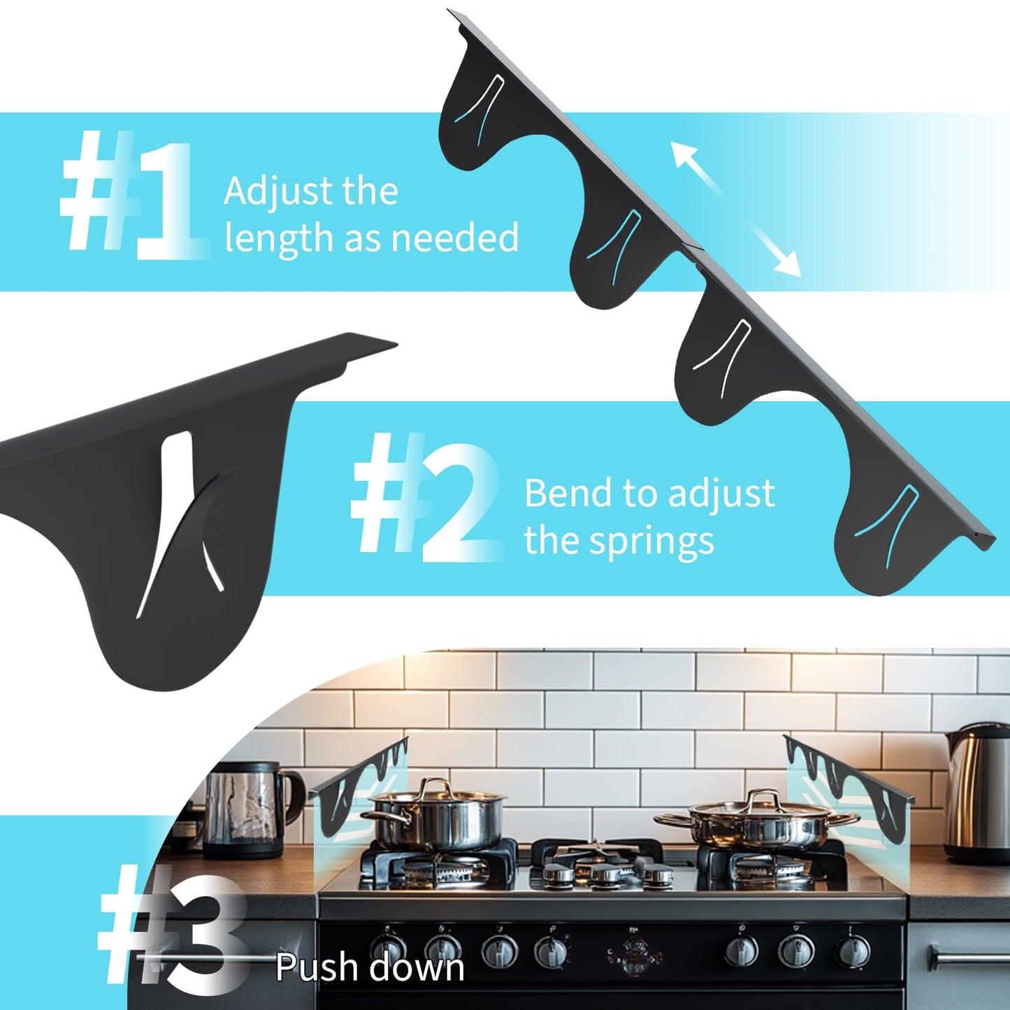 Stainless Steel Stove Gap Cover (2-piece Set)
