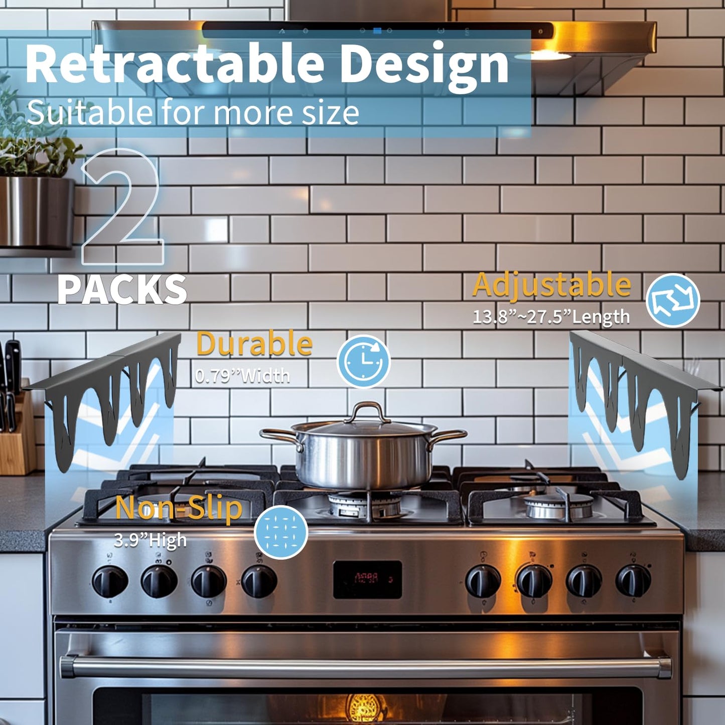 Stainless Steel Stove Gap Cover (2-piece Set)