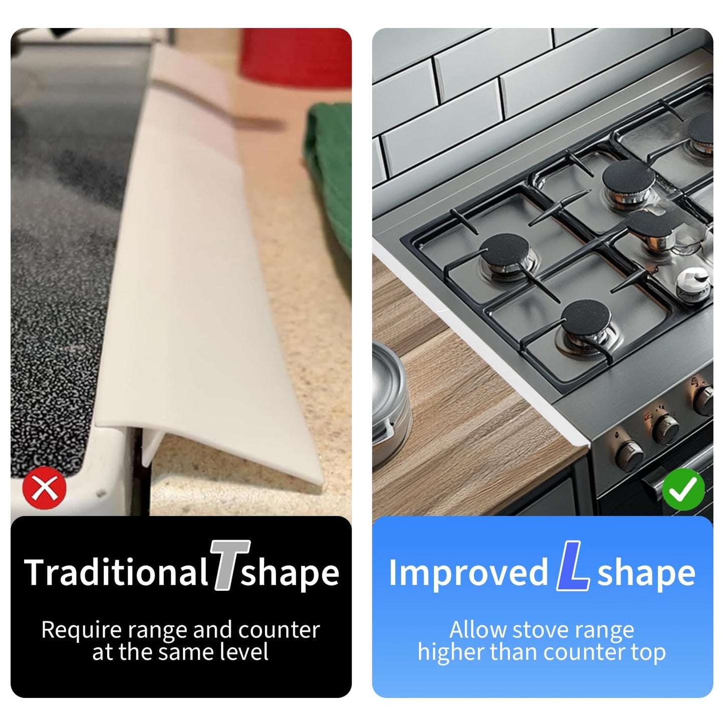 Stainless Steel Stove Gap Cover (2-piece Set)