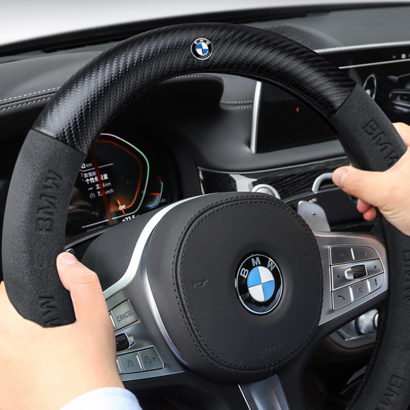 TrackVibe | Red Carbon Suede Steering Wheel Cover – Anti-Slip & Wear-Resistant