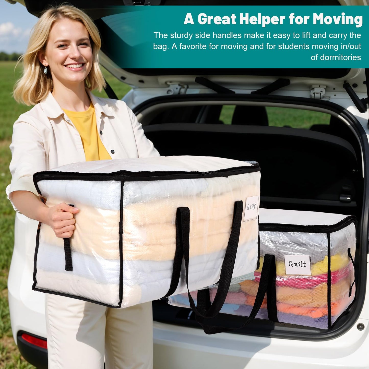 Extra Large Moving Bags – Reusable Clothes & Household Storage Bags with Handles
