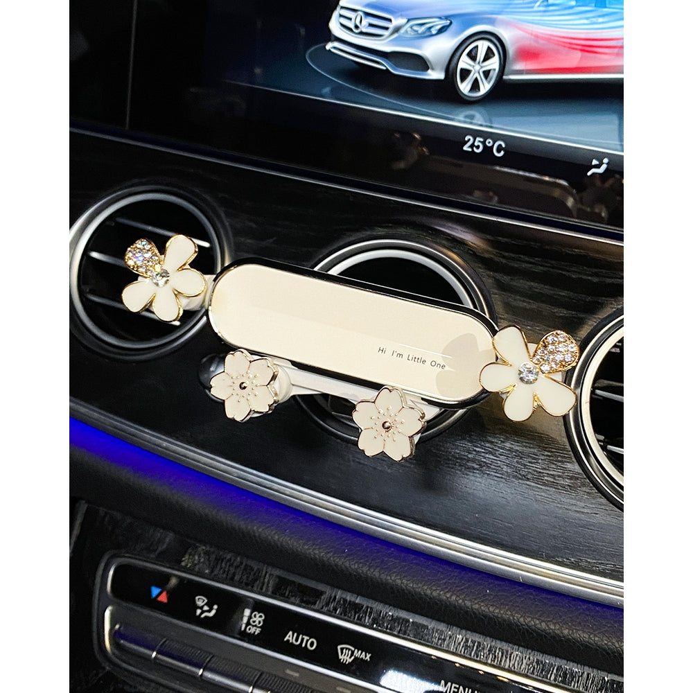 Rhinestone Camellia Car Phone Holder – Elegant Flower Air Vent Mount