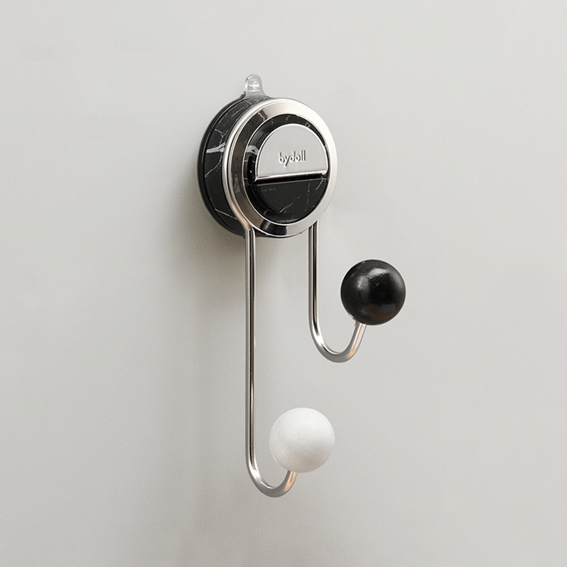 No-Drill Suction Walnut Wood & Steel Toilet Paper Holder