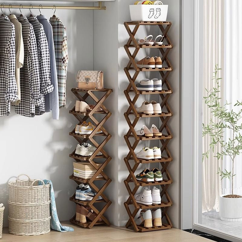 Wooden Collapsible Shoes Shelf: Space-Saving & Practical Design