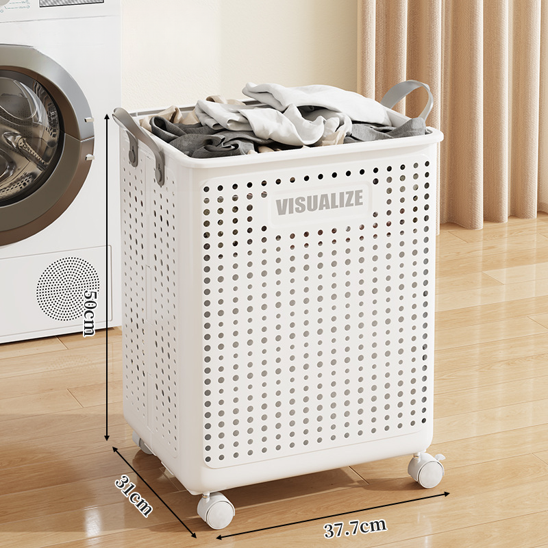 Large Capacity Collapsible Laundry Basket: Breathable Design & Built-In Wheels