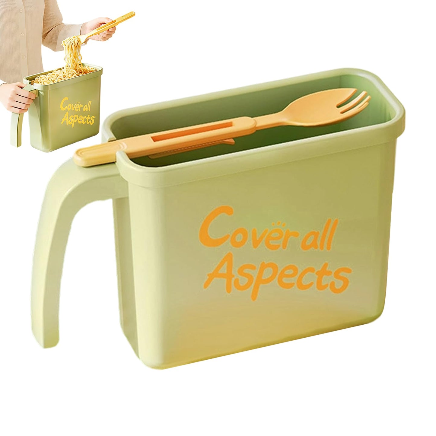 Large Capacity No-Wash Instant Noodle Bowl – Folding Fork Included