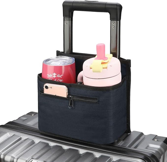 Hands-Free Luggage Cup Holder – Travel Drink Caddy for Coffee Mugs & Tumblers, Perfect Gift for Travelers & Crew