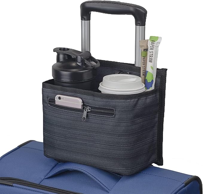 Hands-Free Luggage Cup Holder – Travel Drink Caddy for Coffee Mugs & Tumblers, Perfect Gift for Travelers & Crew
