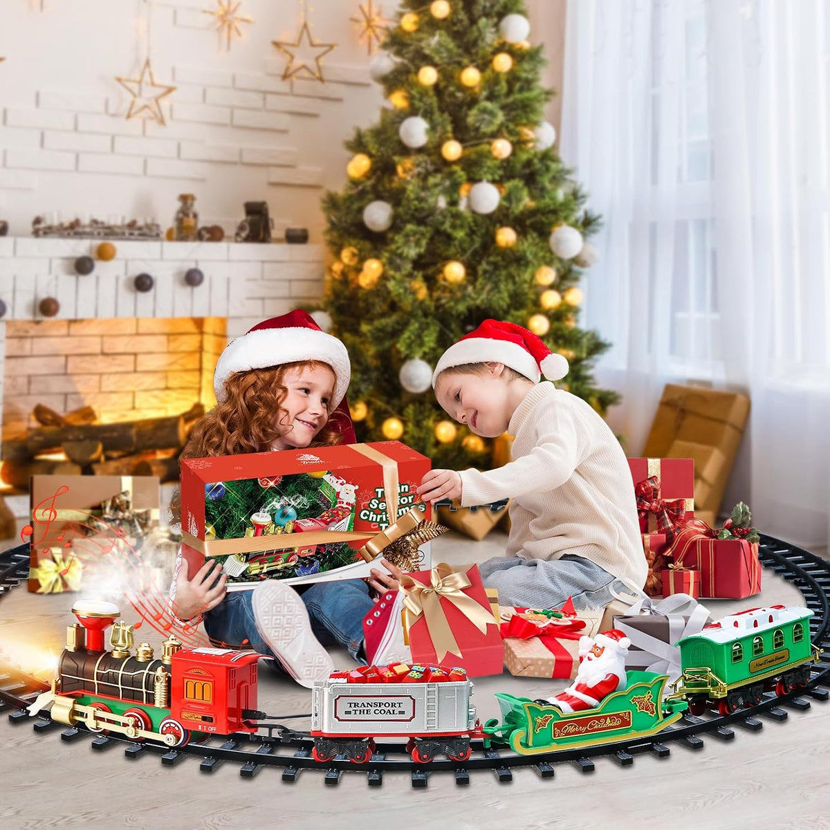 Christmas Train Set Around the Tree – Electric Holiday Train with Lights, Sound & Smoke Effects