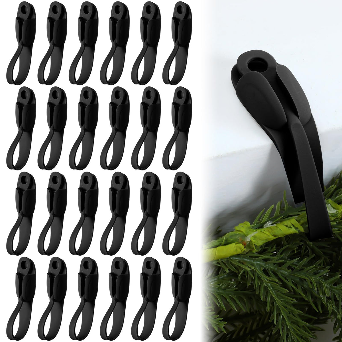 Christmas Garland Hangers – No-Drill Adhesive Silicone Hooks for Mantels, Stairs & Holiday Decor