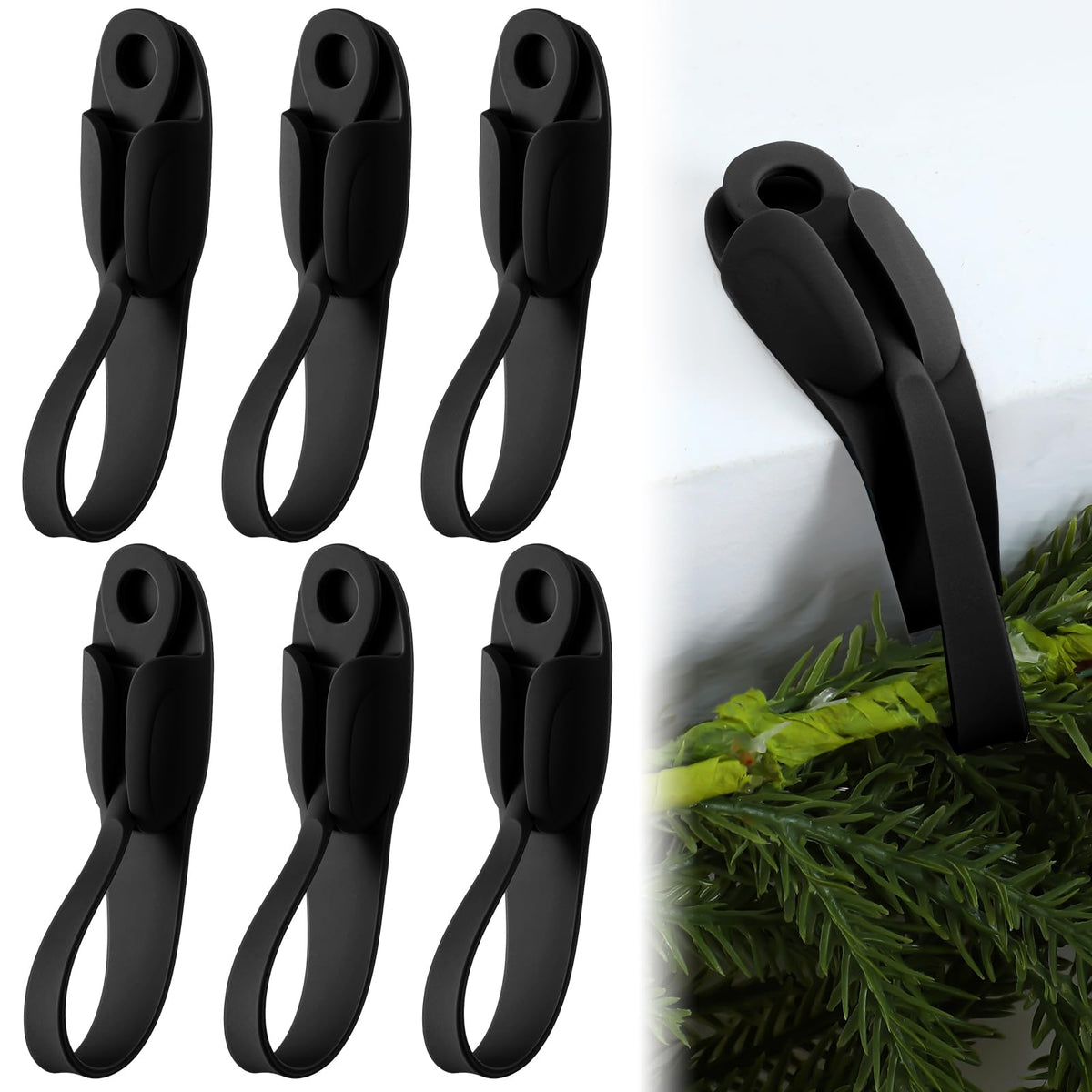 Christmas Garland Hangers – No-Drill Adhesive Silicone Hooks for Mantels, Stairs & Holiday Decor