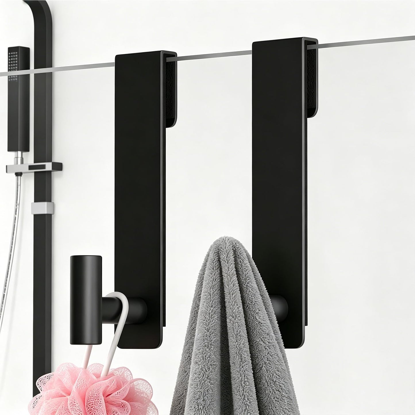 Over-the-Glass Shower Door Towel Hook – 7.5-Inch Extended Stainless Steel Bathroom Hanger