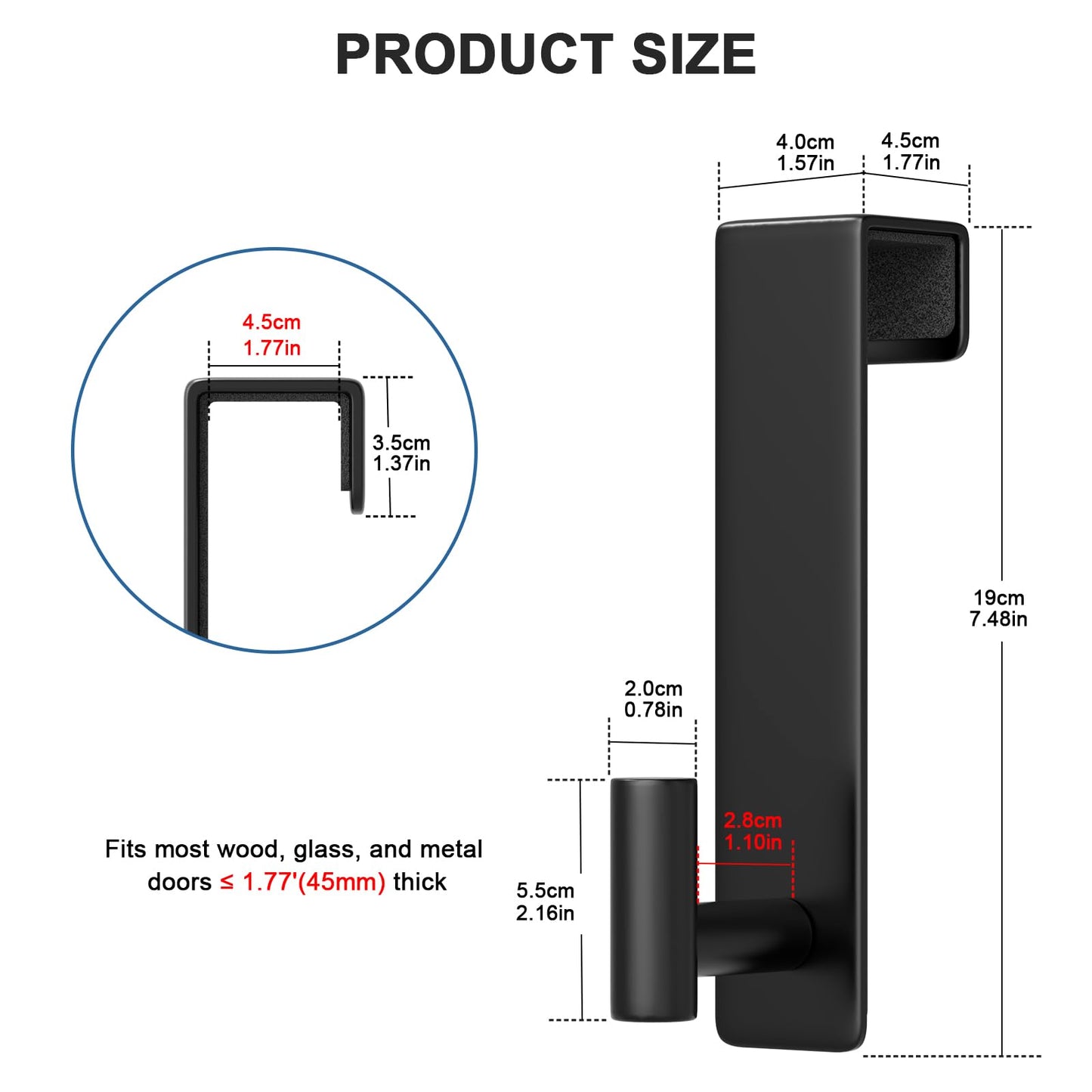 Over-the-Glass Shower Door Towel Hook – 7.5-Inch Extended Stainless Steel Bathroom Hanger