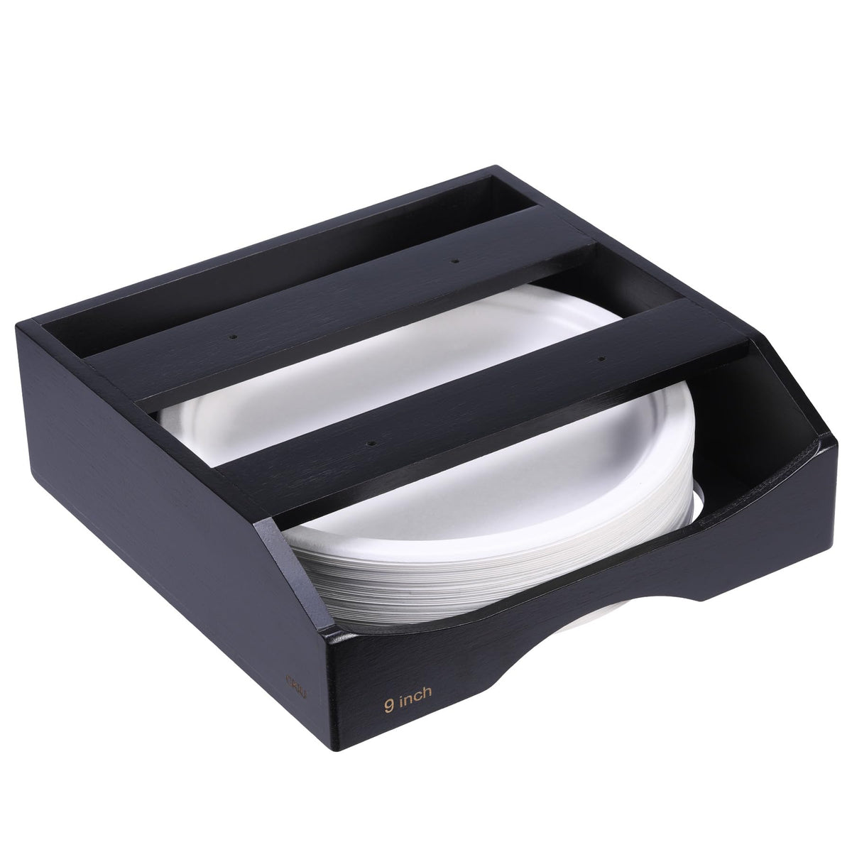 9-Inch Paper Plate Dispenser – Bamboo Under Cabinet & Countertop Plate Holder